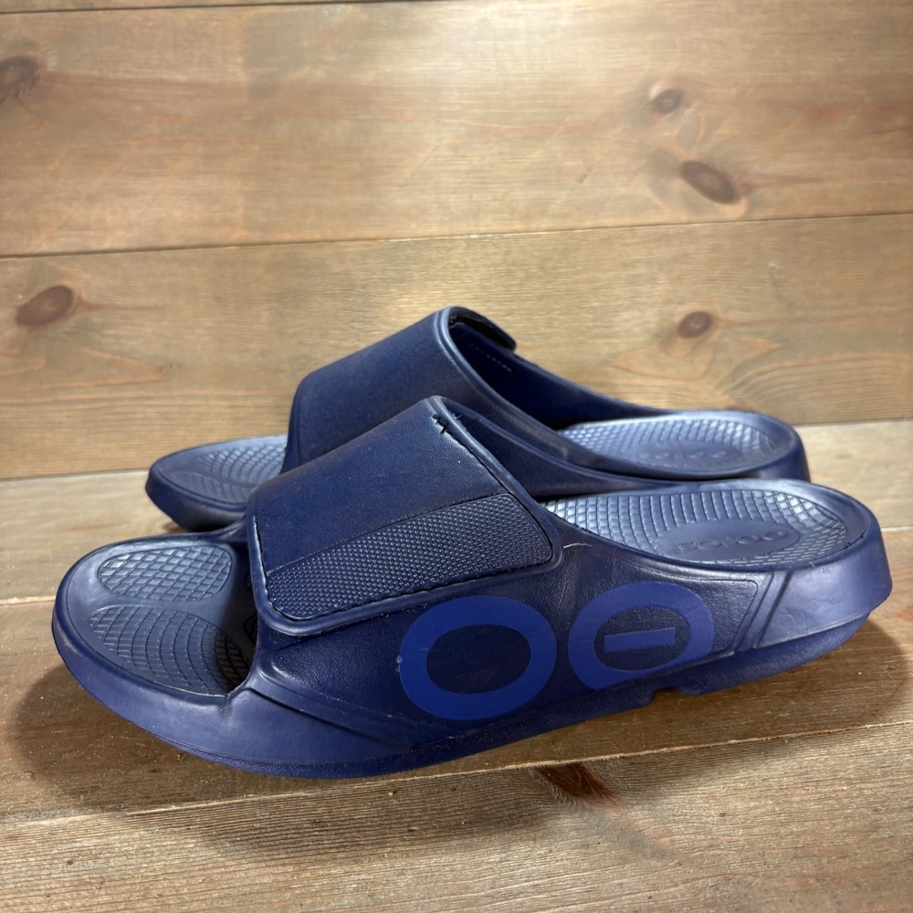 OOFOS ooahh sport flex Mens size 11 shoes blue Recovery Strap slide sandals
